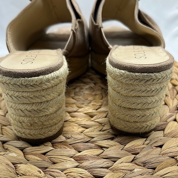 Sole Society Women's Taupe Suede Espadrille Slides - Picture 6 of 9